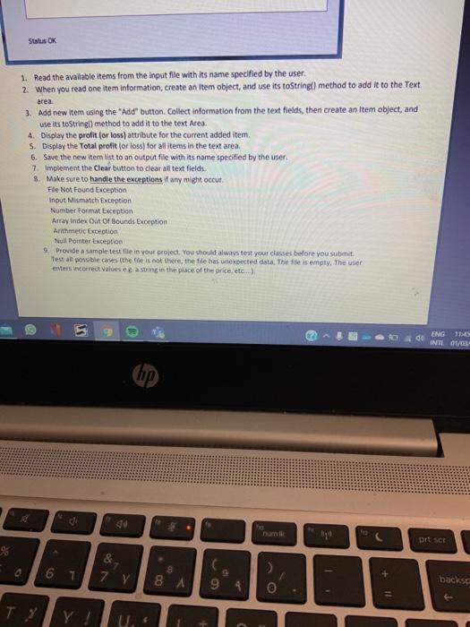  Status OK 1. Read the available items from the input file