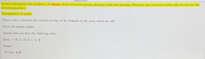  java The time allocated for this questions 10 minutes. At the