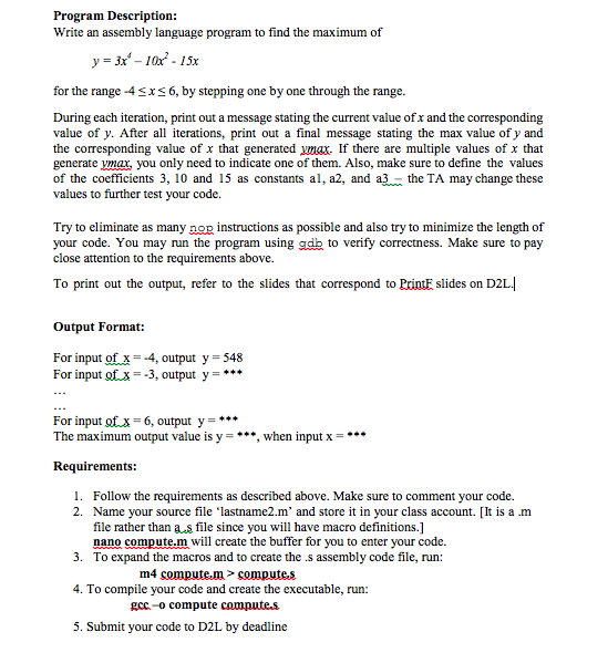  Write an assembly language program to find the maximum of y