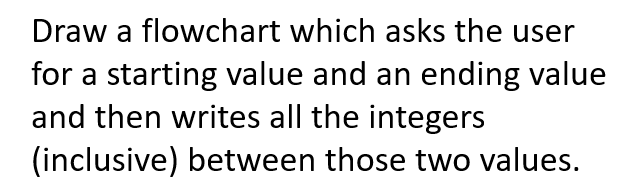  Draw a flowchart which asks the user for a starting value