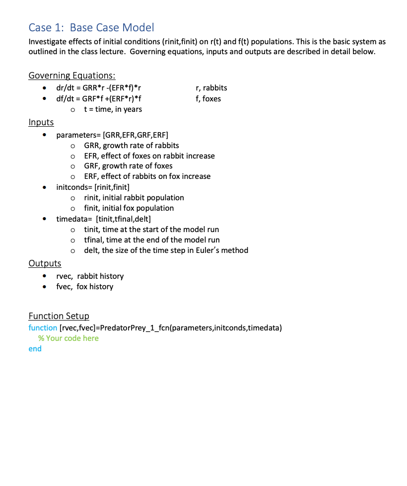  Please use MATLAB to solve this problem. Case 1: Base Case