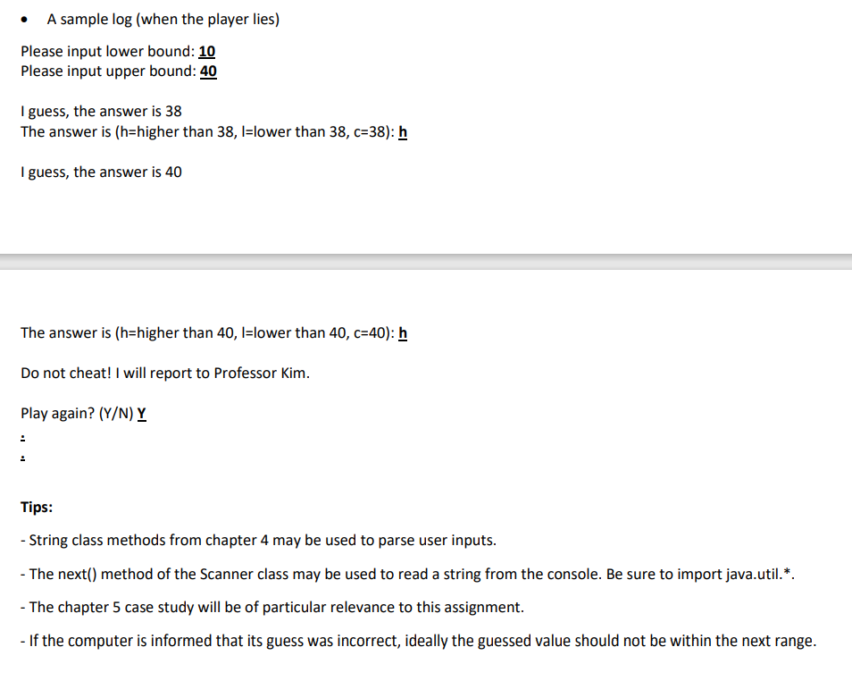 number from the player (as is typical), the player will instead choose