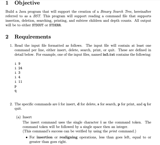  1 Objective Build a Java program that will support the creation