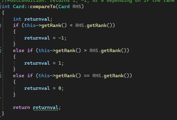 test are written for a class. SUBMISSION: submit Card.h, Card.cpp, CS215Lab6Individual.cpp in