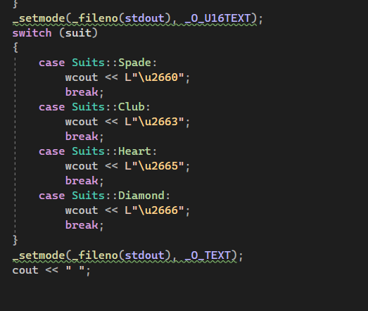 :getRank() return rank; //Purpose: get the suit of card object Card: :Suits