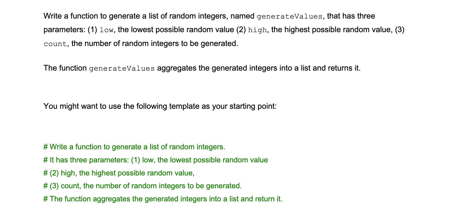  python please Write a function to generate a list of random
