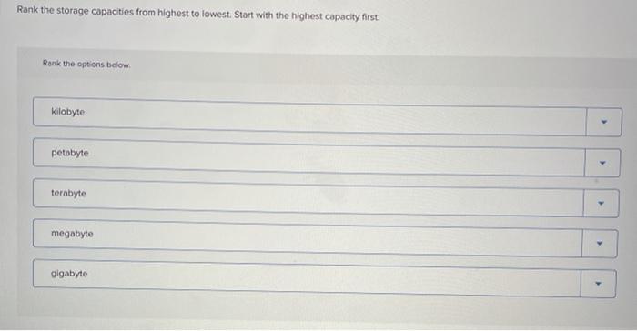 Multiple Choice DVD cache hard drive flash drive Rank the storage capacities