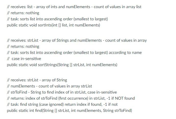  In Java // receives: list - array of ints and numElements