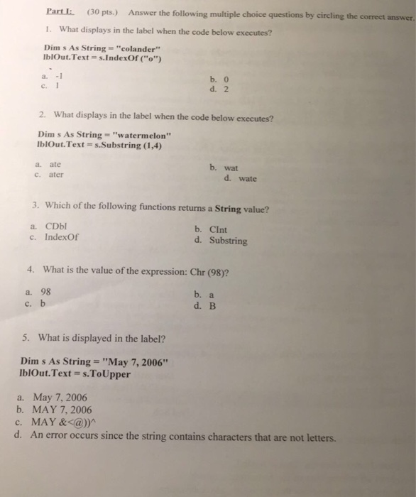  What displays in the label when the code below executes? Dim