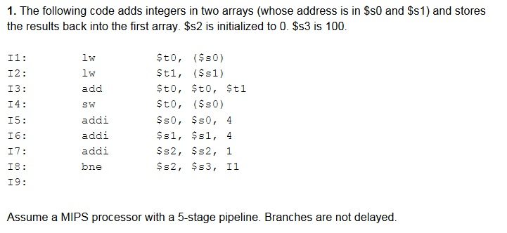 Computer Science Assembly Question 1. The following code adds integers in two