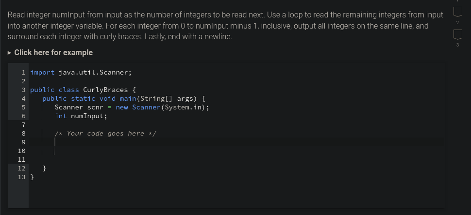  Read integer numlnput from input as the number of integers to
