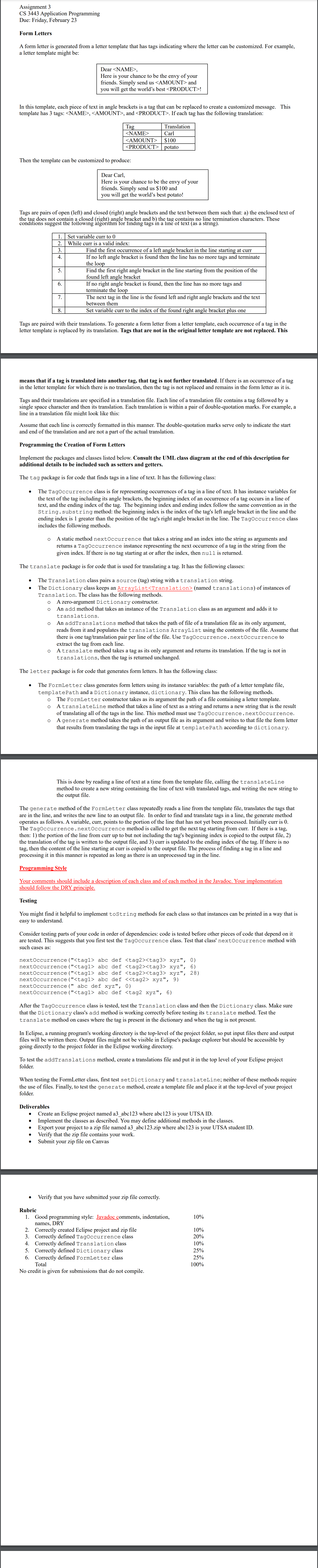  TagOccurrence -tag:String -beginIndex:int -endIndex:int +TagOccurence (tag:String, beginIndex:int, endIndex:int) +static nextOccurrence(line:String, start: