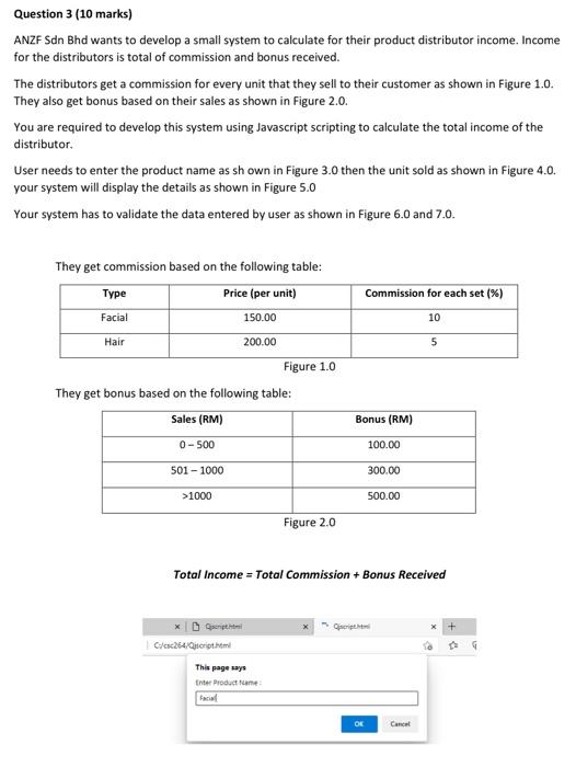  Question 3 (10 marks) ANZF Sdn Bhd wants to develop a