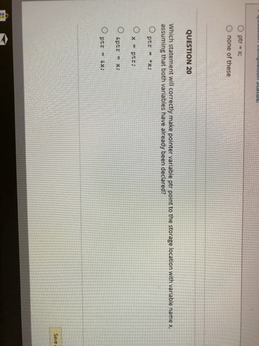 16 Which C++ statement will correctly declare a pointer variable ptr, which
