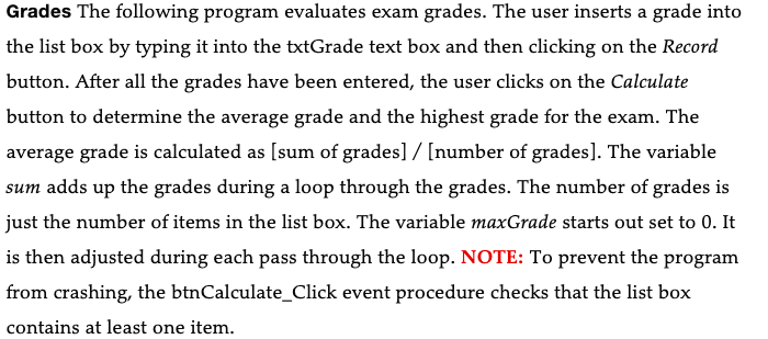 19. Exercise 6.3.35 (Microsoft Visual Basic) GRADES Alter Example 3 in the