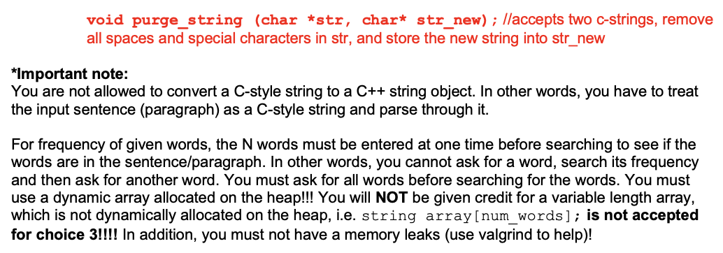 question. C++ - Please comment in code. Keep functions under 20 lines.