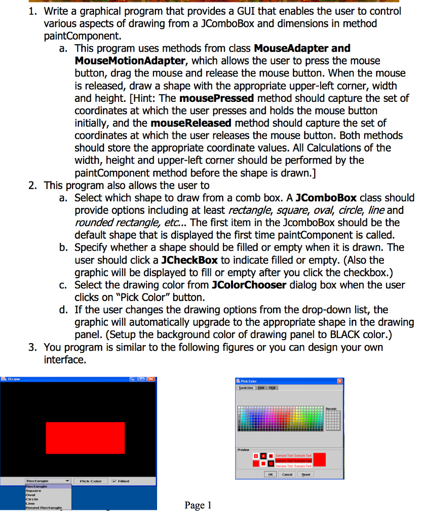  Write a graphical program that provides a GUI that enables the
