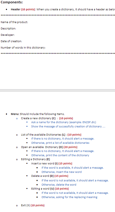 Goal: designing a bilingual Dictionary using an appropriate data structure (the data