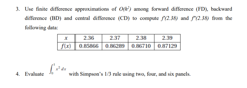 Solve the problems using PYTHON please 3. Use finite difference approximations of