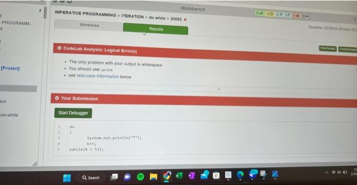 > : PROGRARMA. CodeLab Analysiat: Logleal Eirorfis) - The oriy probiem with