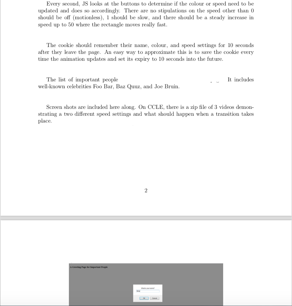 You will build a greeting page. Here are the specifications, with screen