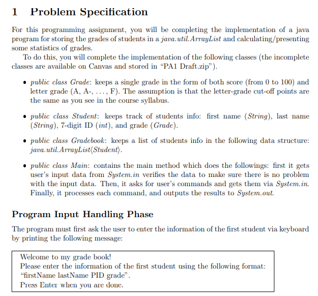  /* This is part of the starter code! * You need