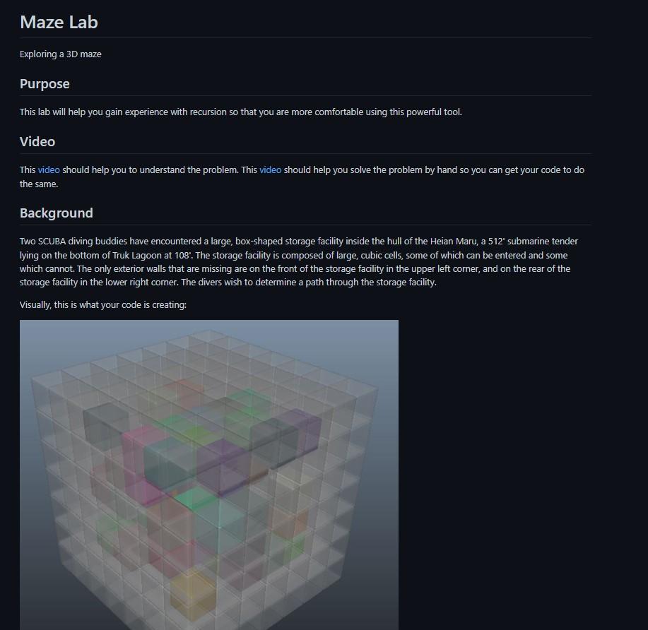 C++ Maze Lab Exploring a 3D maze Purpose This lab will help