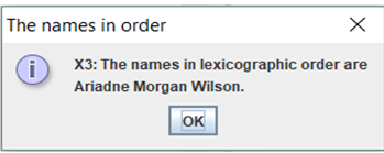 = new Scanner(names); 8- Apply the method call splitter.next( ) three times