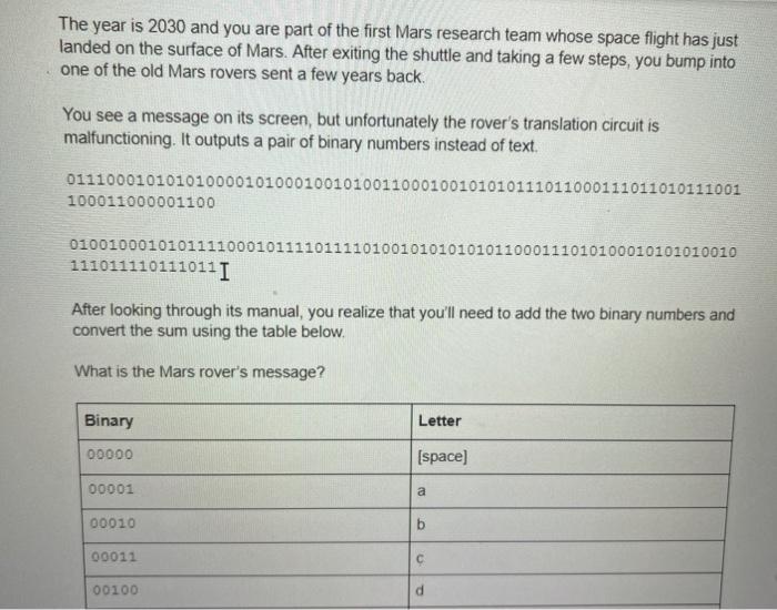  coding in java The year is 2030 and you are part