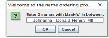 the lexicographic order of the names. For this purpose, use the compareTo