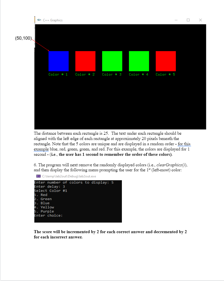 user is asked to remember colors that are displayed randomly for a