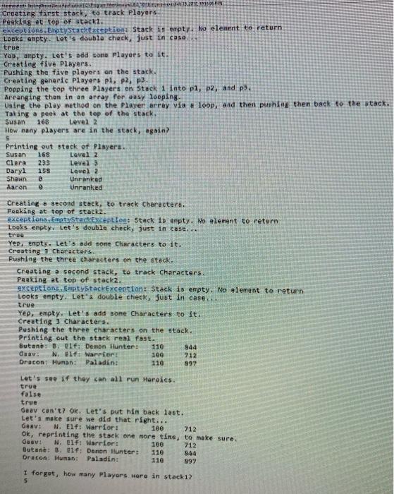 will create objects of these classes, and manipulate them using two stacks,
