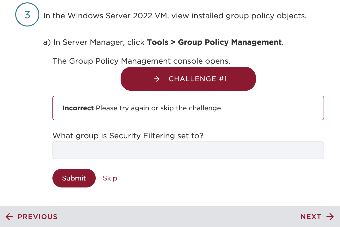  What group is Security Filtering set to? 
