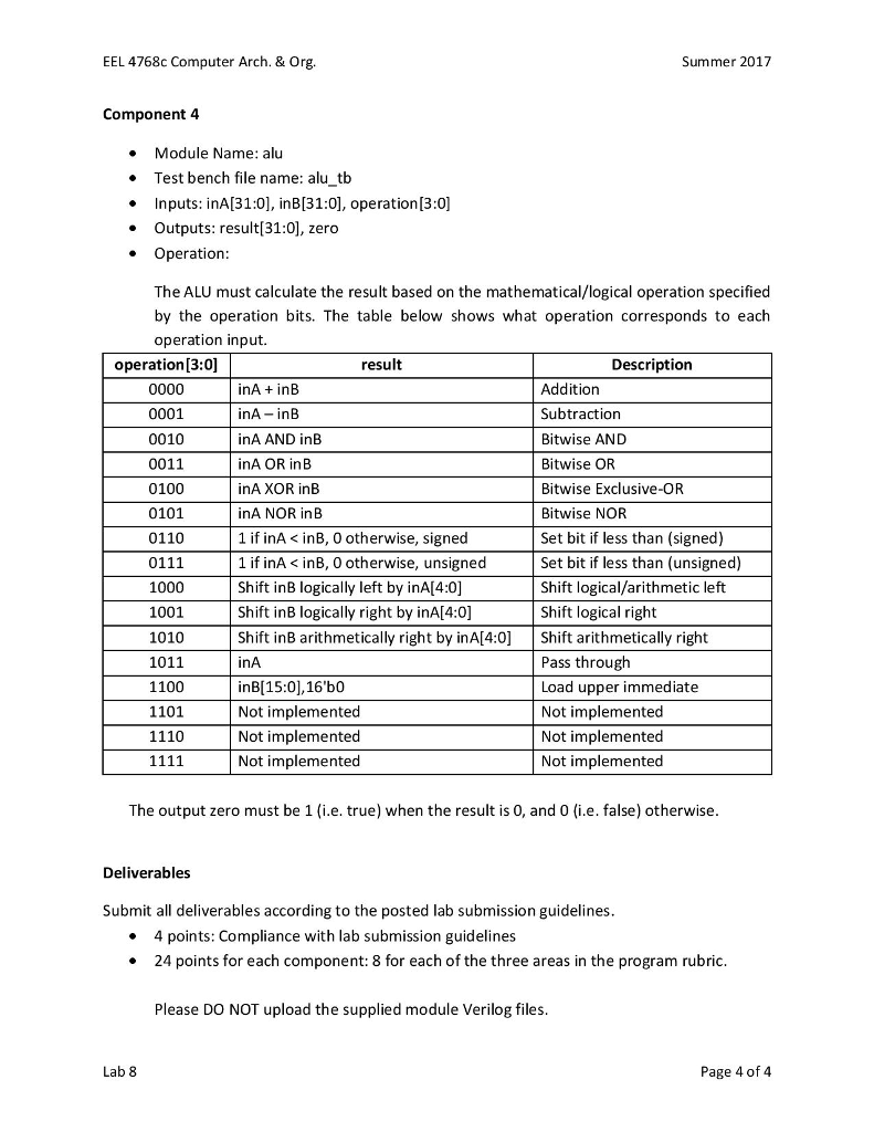 alu operation, see alu_ops.txt for listing // Outputs: result - 32-bit calculated
