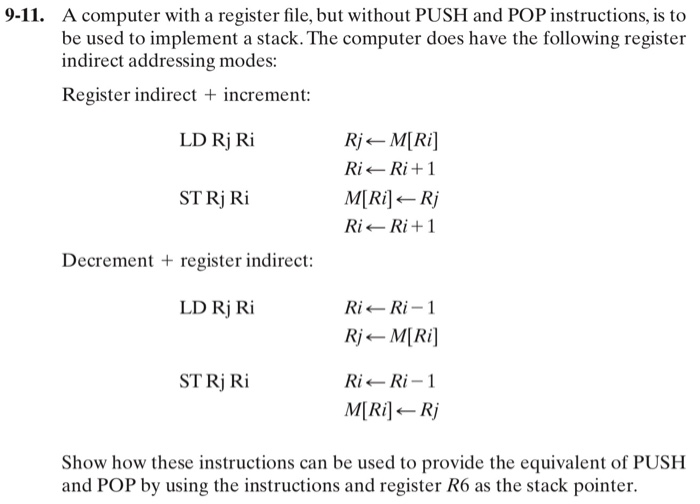  9-11. A computer with a register file, but without PUSH and