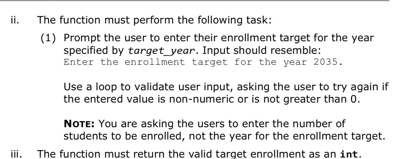 prompt the user for the number of students to be enrolled in