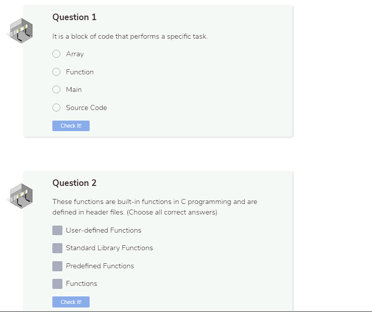  Question 1 It is a block of code that performs a