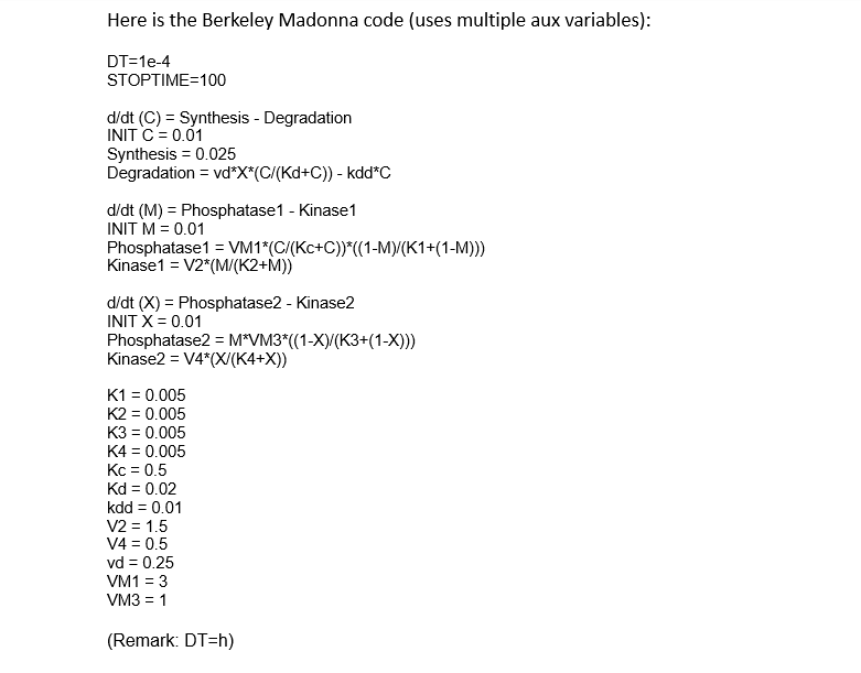 portion of the homework you will reproduce the minimalistic cell cycle model