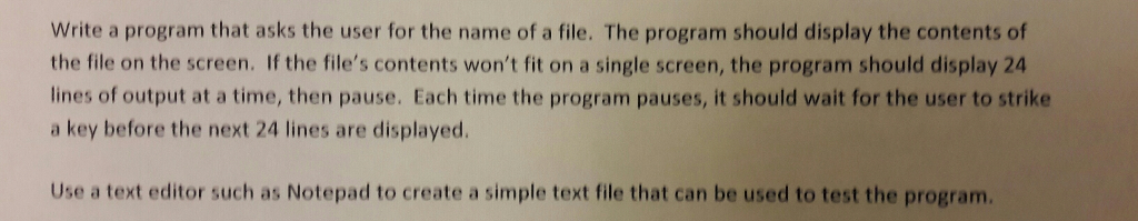 Please write in C++ in Microsoft Visual Studio 2015! Write a program