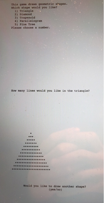 this Project Draw geometric shapes: Thursday displays a menu of 5 geometric