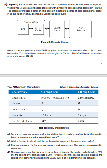  6-)(20 points) You've joined a hot new internet startup to build