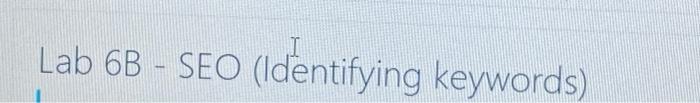  I Lab 6B - SEO (Identifying keywords)