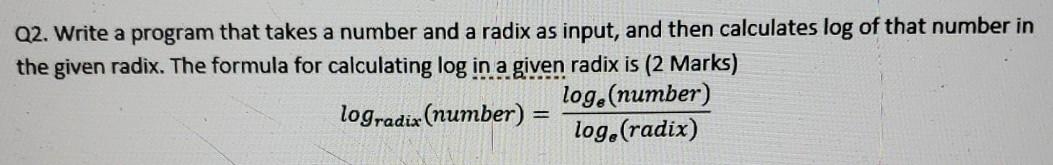 Q2. Write a program that takes a number and a radix