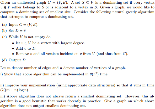 Given an undirected graph G = (V, E). Given an undirected graph
