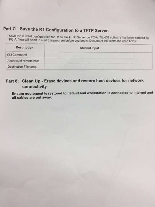 1: Issue the appropriate command to discover the following information: Description Student