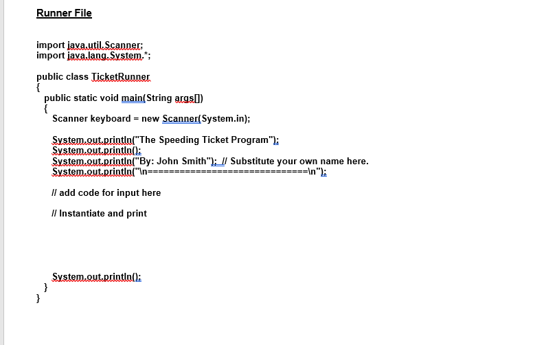 and then compute the amount of the speeding ticket. The program will