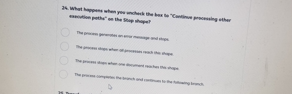  What happens when you uncheck the box to "Continue processing other