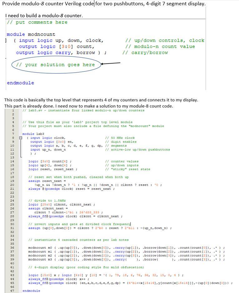  // put comments here module modncount ( input logic up, down,