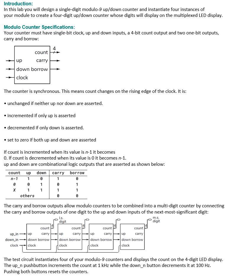 clock, // up/down controls, clock output logic [3:0] count, // modulo-9 count