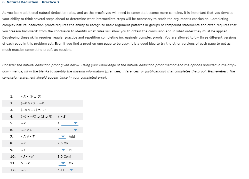 undefined 6. Natural Deduction - Practice 2 As you learn additional natural